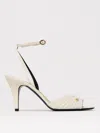 Valentino Ivory Goat Leather Stiletto Sandal With Striped Strap In White