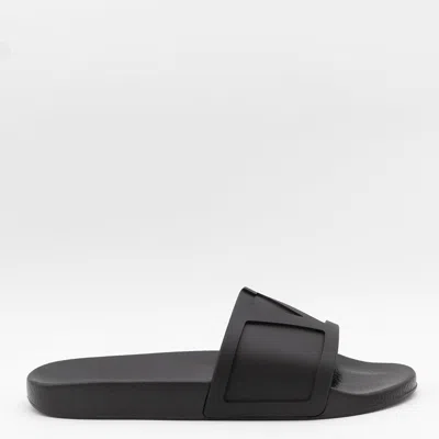 Valentino Garavani Viva Superstar Rubber Slippers Flat Sole In Black