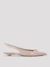 Valentino Vlogo The Bold Edition Pink Calf Leather Ballerinas In Beige