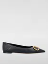 Valentino Vlogo Leather Ballerina Shoes In Schwarz