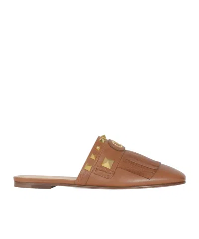 Valentino Garavani Flat Slippers In Brown
