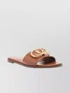 Valentino Flat Sole Open Toe Leather Sandals