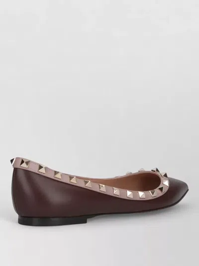 Valentino Garavani Flat Sole Pointed Toe Pumps Studded Trim In Black
