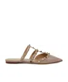 Valentino Garavani Rockstud Patent-leather Mule Woman Poudre 41.5 In Brown