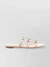 Valentino Flat Studded Leather Sandals With Open Toe