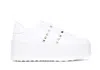 Valentino Garavani Flatform Rockstud Untitled Trainer In Calfskin And Wool Woman White 39