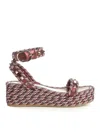 Valentino 60mm Rope-trimmed Studded Sandals In Brown
