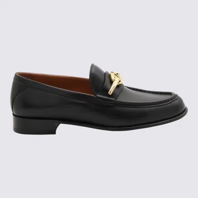 Valentino Garavani Black Vlogo Signature Calfskin Loafers
