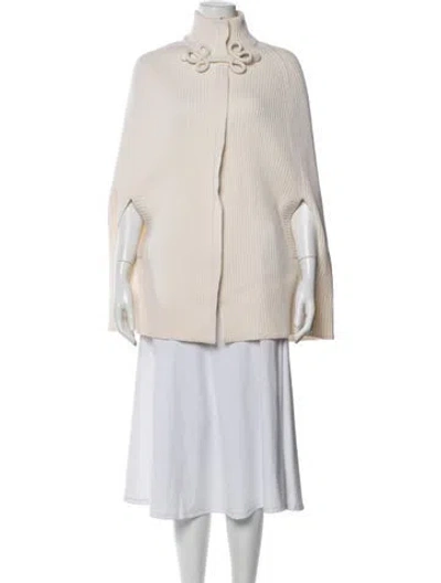 Pre-owned Valentino Fleece Cape In Neutral
