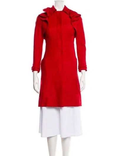 Pre-owned Valentino Fleece Trench Coat In Red