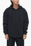 Valentino Fleeced Cotton Sweatshirt With All-over Monogram In Black