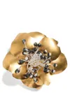 Valentino Small Floral Brooch Metallic Finish In Gold