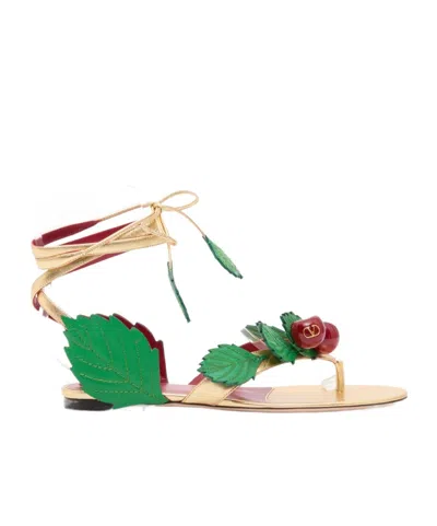 Valentino Garavani Flip-flop Flat Sandals In Green