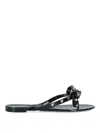 Valentino Garavani Mini Bow Sandals With Platinum-finish Studs In Black