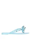 Valentino Studded Bow Thong Sandals With Lace Sole In Blue