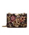 Valentino Vain Embroidered Foldover Top Shoulder Bag In Brown