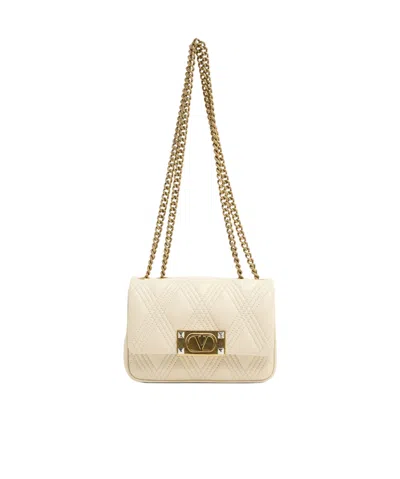 Valentino Garavani Quiltie 67 Small Shoulder Bag In White