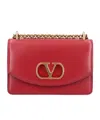 Valentino Garavani Vain Vlogo Leather Shoulder Bag In Red