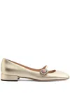 Valentino Mary Jane Metallic Leather Ballet Flats In Gold