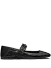 Valentino Garavani Vlogo Locker Mary-jane Ballerina In Eel With Flower Application Woman Black 37.5 In Schwarz