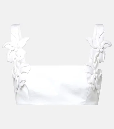 Valentino Floral-appliqué Cotton Poplin Bra Top