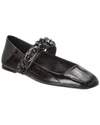 Valentino Floral Applique Leather Ballerina Flat In Black