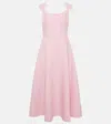 Valentino Floral-embroidered Wool-blend Midi Dress In Pink