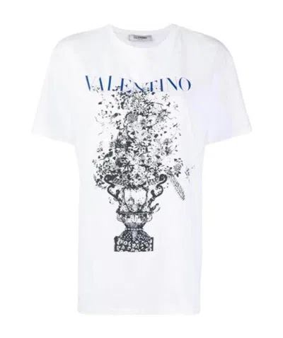 Valentino Floral Bouquet Logo T-shirt In White