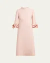 Valentino Womens Rose Mist Embellished Thee-quarter Sleeves Wool And Silk Midi Dress