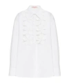 Valentino Poplin Floral Button-front Shirt With Lasercut Bib In White