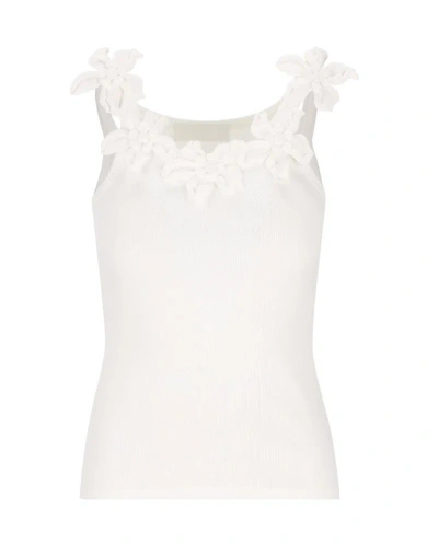 Valentino Floral Detailed Knitted Top In White