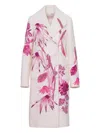 Valentino Floral-embroidered Double-breasted Coat In Neutral