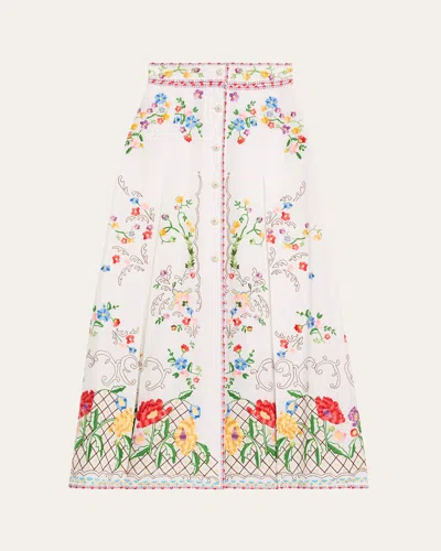 Valentino Floral Embroidered Midi Skirt In Multi