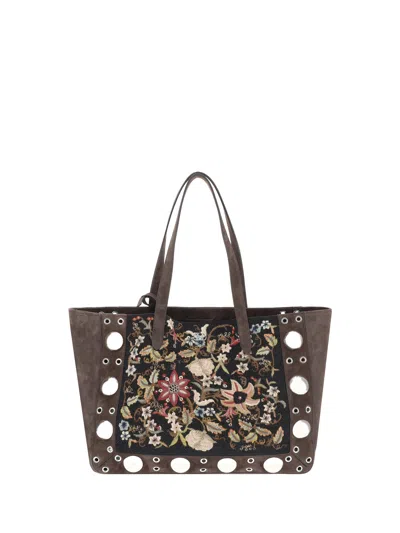 Valentino Garavani Floral Embroideried Nellcote Tote Bag In Brown