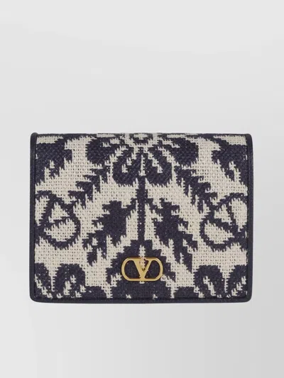 Valentino Garavani Flap French Wallet Vlogo Signature In Ayn Avorio Blue Dark Sapphire
