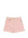 Valentino Knee Length Shorts Frayed Hem Floral Pockets Belt Loops In Pink