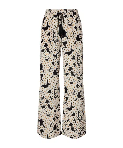 Valentino Floral High-rise Silk Wide-leg Pants In Multi