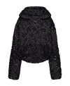 Valentino Floral Jacquard Hooded Jacket In Black