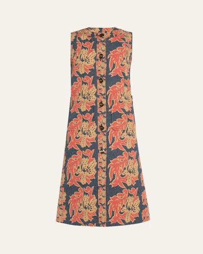 VALENTINO FLORAL JACQUARD MIDI DRESS