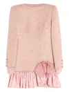Valentino Floral-jacquard Ruffled Dress In Pink