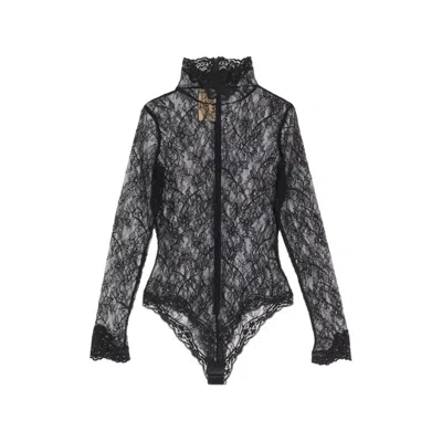 Valentino Floral Lace Bodysuit In Black