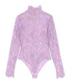 Valentino Purple Floral Lace Bodysuit In Purple