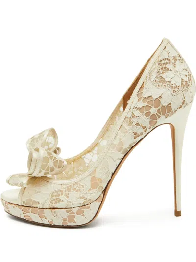 Pre-owned Valentino Garavani Floral-lace Embellished Pumps
