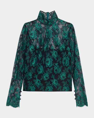 Valentino Floral Lace High-neck Top