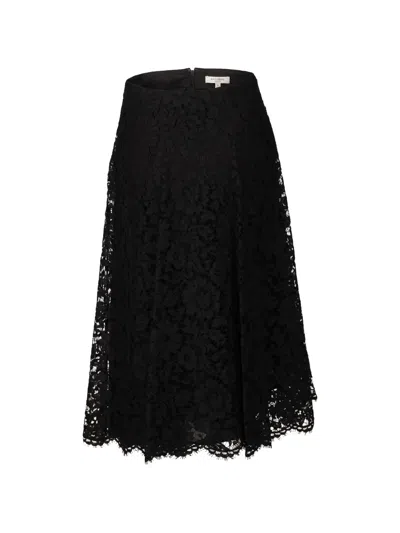 Valentino Floral Lace Midi Skirt In Black