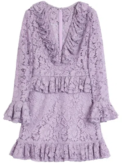 Valentino Robe Courte En Heavy Lace Femme Lavande 44 In Lavender