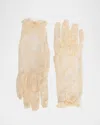 Valentino Womens Betulla/oro Vlogo Signature Ruffle-trim Tulle Gloves