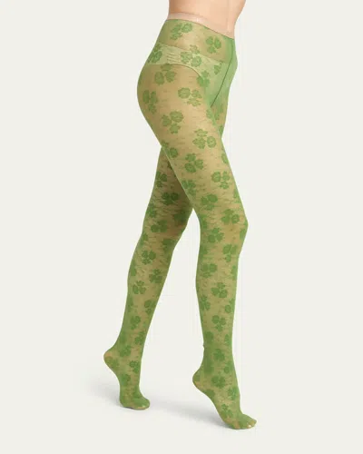 Valentino Floral Lace Tights In Multi