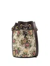 Valentino Floral-motif Drawstring Bucket Bag In Neutral