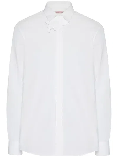 Valentino White Spread-collar Cotton-poplin Shirt